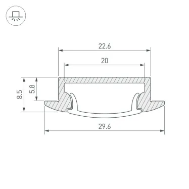 Профиль с экраном ALU-WIDE-F-H8-2000 ANOD+FROST | 014860 | Arlight