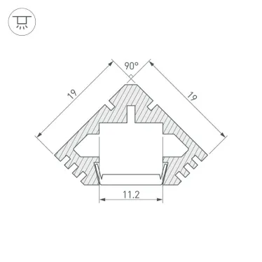 Профиль PDS45-T-2000 ANOD Black RAL9005 | 020897 | Arlight