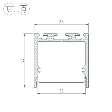Профиль с экраном SL-LINE-3535-2500 ANOD+OPAL (ARL, Алюминий)