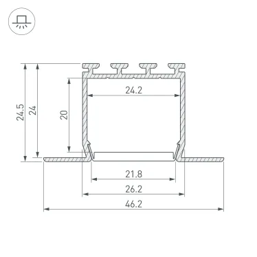 Профиль PLS-LOCK-H25-FM-2000 ANOD (ARL, Алюминий)