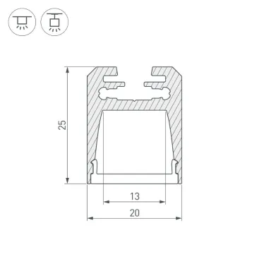 Профиль с экраном ALU-SWISS-20-2000 ANOD+FROST | 024197 | Arlight