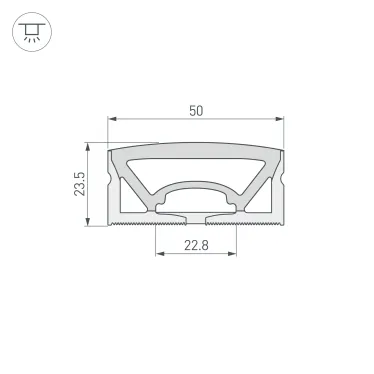 Профиль силиконовый WPH-FLEX-5025-TOP-S23-10m WHITE (ARL, силикон)