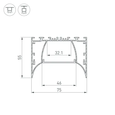 Профиль ARH-POWER-7555-COMFORT-2000 ANOD (Алюминий)