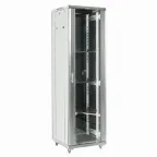                  Шкаф напольный 42U 600х800х2054мм стеклянная дверь RAL 7035 серый
               