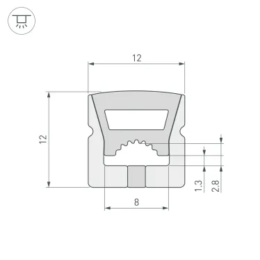 Силиконовый профиль WPH-FLEX-1212-TOP-S8-10m WHITE