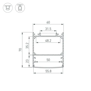 Профиль LINE-6070-3000 ANOD BLACK (Arlight, Алюминий)