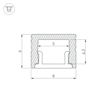 Профиль SL-MINI-8-H6-2000 ANOD BLACK (ARL, Алюминий)