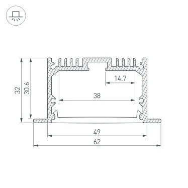 Профиль SL-LINIA62-F-2000 ANOD (ARL, Алюминий)