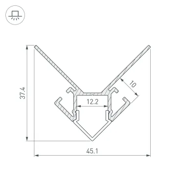 Профиль ARH-DECORE-S12-EXT-2000 ANOD внешний (ARL, Алюминий)