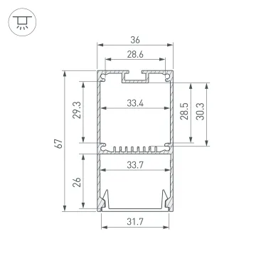 Профиль LINE-S-3667-2000 BLACK (Arlight, Алюминий)