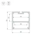 Профиль с экраном SL-LINE-5050-2500 ANOD+OPAL (ARL, Алюминий)