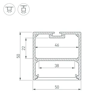 Профиль с экраном SL-LINE-5050-2500 ANOD+OPAL (ARL, Алюминий)