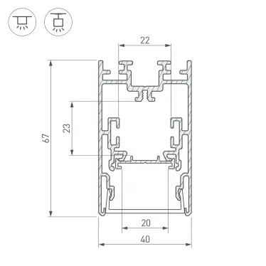 Профиль с экраном S2-LINE-4067-2500 ANOD+OPAL (ARL, Алюминий)