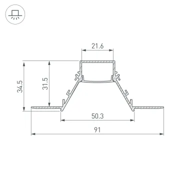 Профиль COMFORT21-V-FANTOM-2000 ANOD (ARL, алюминий)