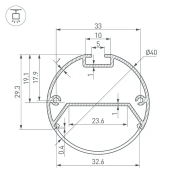 Профиль с экраном SL-ROUND-D40-2500 ANOD+OPAL | 020473 | Arlight