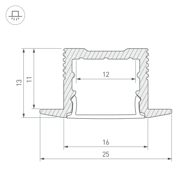 Профиль SL-SLIM-H13M-F25-3000 ANOD (, Алюминий)
