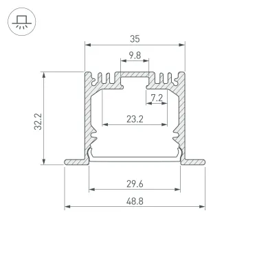 Профиль с экраном SL-LINIA49-F-2500 ANOD+OPAL (ARL, Алюминий)