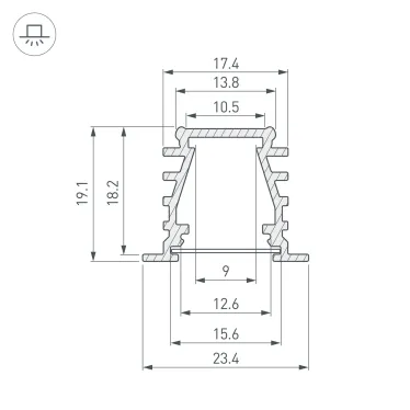Профиль TOP-DEEP-F-2000 ANOD (K13,P15) (ARL, Алюминий)
