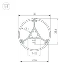 Профиль ROUND-D36-360-2500 ANOD BLACK (ARL, алюминий)