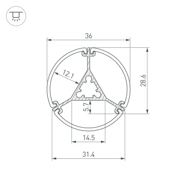 Профиль ROUND-D36-360-2500 ANOD BLACK (ARL, алюминий)