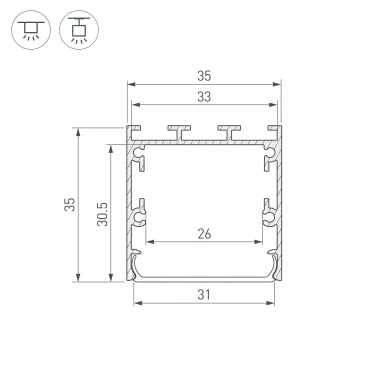 Профиль LINE-S-3535-2500 BLACK (Arlight, Алюминий)