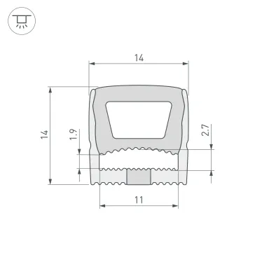 Силиконовый профиль WPH-FLEX-1414-TOP-S11-20m WHITE (Силикон)
