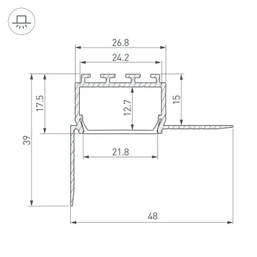 Профиль PLS45-F-HIDE-2000 (ARL, Алюминий)