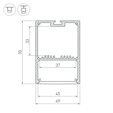 Профиль с экраном SL-LINE-4970-2500 ANOD+OPAL (ARL, Алюминий)
