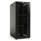 Шкаф напольный 19-дюймовый 42U 2055x600х600мм передняя и задняя распашные перфорированные двери (75%) ручка с замком крыша нового типа черный (RAL 9004) (разобранный)