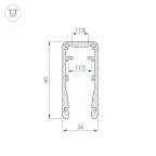 Профиль ALU-HANDRAIL-2000 FOR GLASS 17.5 (Алюминий)