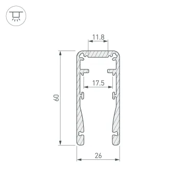 Профиль ALU-HANDRAIL-2000 FOR GLASS 17.5 (Алюминий)