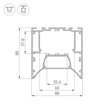 Профиль ARH-POWER-W88-COMFORT-2000 ANOD (Алюминий)