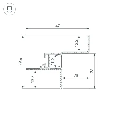 Профиль СEIL-S12-SHADOW-20-SIDE-3000 WHITE (ARL, алюминий)