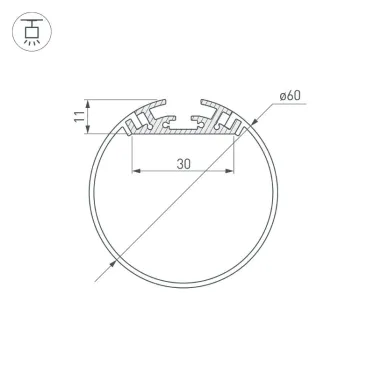 Профиль с экраном SL-ROUND-D60-2500 ANOD+OPAL | 020474 | Arlight