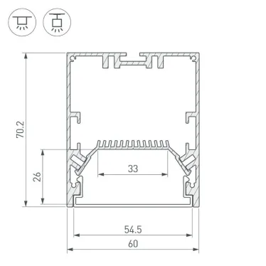Профиль с экраном SL-LINE-6070-2500 BLACK+OPAL | 028973 | Arlight