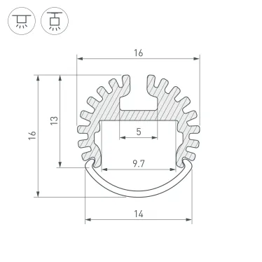 Профиль ARH-ROUND-D16-2000 ANOD (Алюминий)