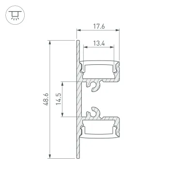 Профиль ARH-WALL-1849-DUAL-2000 ANOD (Алюминий)