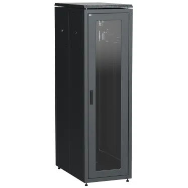 Шкаф сетевой 19'' LINEA N 33U 600х1000 мм стеклянная передняя дверь. задняя перфорированная черный