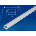 Врезной алюминиевый профиль UFE-K01 SILVER/FROZEN 200 POLYBAG с матовым рассеивателем, 200см. 2 заглушки в/к.. TМ Uniel