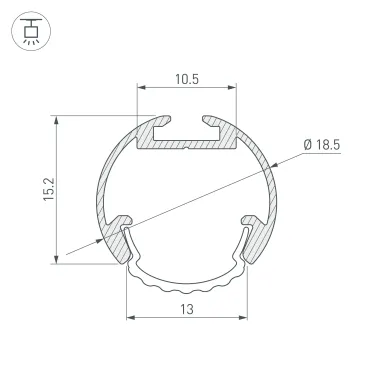 Профиль ROUND-D18-2000 ANOD (ARL, Алюминий)