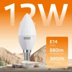 Лампа светодиодная LED 12 Вт 880 лм 3000К свеча теплый E14 AC 220В Elementary Gauss