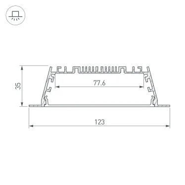 Профиль с экраном ARH-POWER-W120-F-2000 ANOD (ARL, Алюминий)