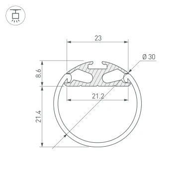Профиль ROUND-D30-2000 ANOD (ARL, Алюминий)
