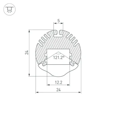 Профиль с экраном ALU-ROUND-2000 ANOD+LEN30 | 015527 | Arlight