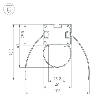Профиль ARH-POWER-W154-COMFORT-2000 ANOD (, Алюминий)