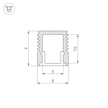 Профиль с экраном SL-MINI-8-2000 ANOD+OPAL (Алюминий)
