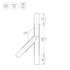 Тройник PLS-LOCK-H25-T135R правый (с экраном MAT-L) (ARL, Металл)