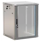 Шкаф настенный 19-дюймовый (19''). 6U. 367x600х600мм. стеклянная дверь с перфорацией по бокам. ручка с замком. цвет серый (RAL 7035) (разобранный)''