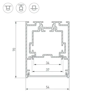 Профиль S2-LINE-5470-2500 SEAMLESS ANOD (arlight, Алюминий) | 029440 | Arlight
