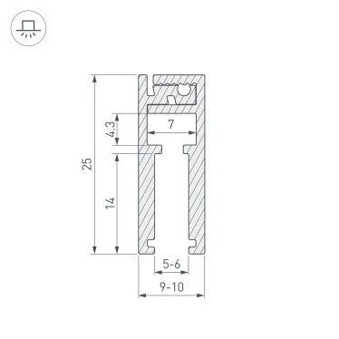 Профиль KLUS-GLASS-56-2000 ANOD (ARL, Алюминий)